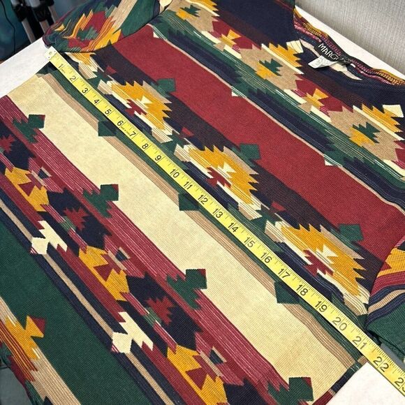 VTG Margo's Shirt Skirt Set Southwest Print Womens Sz Medium Western Navy Green - Picture 7 of 10